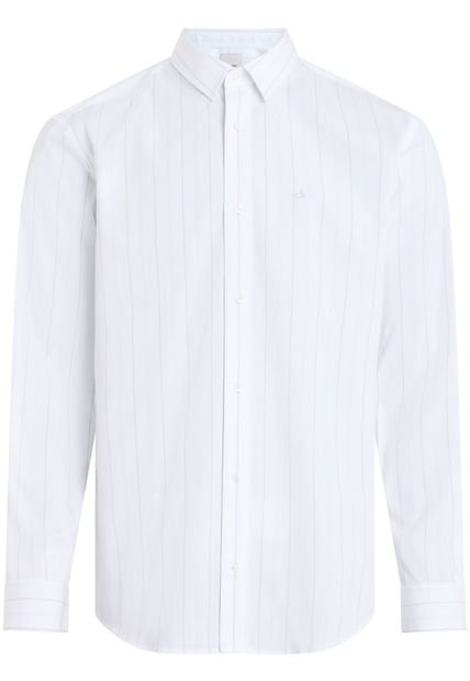 Camisa Blanca Poplin Con Multi Rayas Calvin Klein