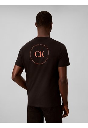 Camiseta Negra Con Gráfico De Logo Circular Calvin Klein
