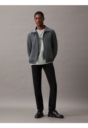 Chaqueta Gris De Nailon Acolchado Con Cremallera Calvin Klein