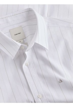 Camisa Blanca Poplin Con Multi Rayas Calvin Klein