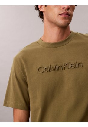 Camiseta Verde Con Logo En Relieve Calvin Klein