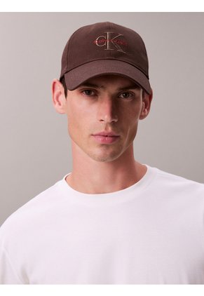 Gorra Chocolate De Béisbol Con Logo Monograma Bordado Calvin Klein