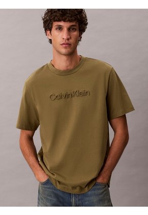 Camiseta Verde Con Logo En Relieve Calvin Klein