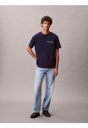 Camiseta Azul Con Logo Gráfico Calvin Klein