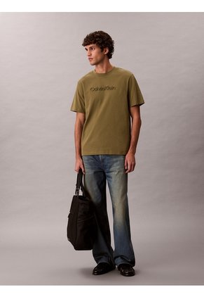 Camiseta Verde Con Logo En Relieve Calvin Klein