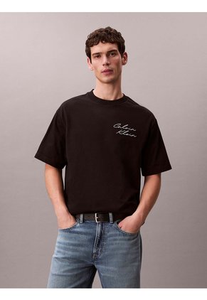 Camiseta Negra Con Estampado Gráfico Calvin Klein