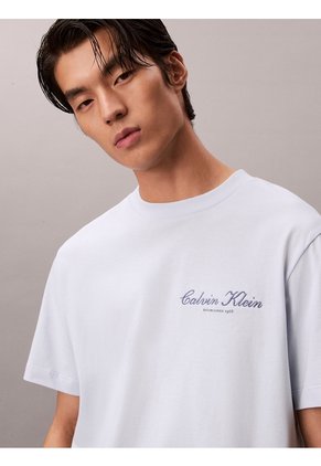 Camiseta Celeste Con Logo Gráfico Calvin Klein