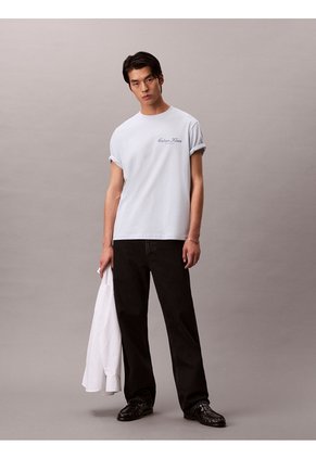 Camiseta Celeste Con Logo Gráfico Calvin Klein