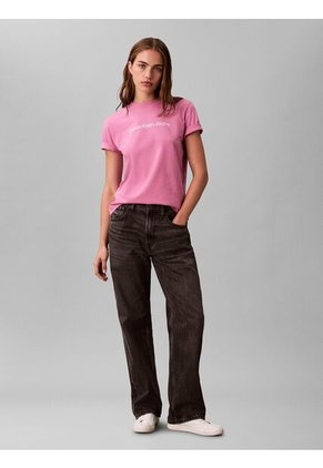 Camiseta Rosa Clásica Con Logo Estampado Calvin Klein