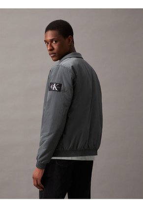 Chaqueta Gris De Nailon Acolchado Con Cremallera Calvin Klein