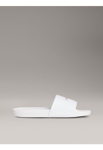 Sandalias Blanco Slide Con Monograma Calvin Klein
