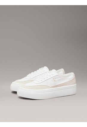 Tenis Blanco De Lona Con Plataforma Calvin Klein