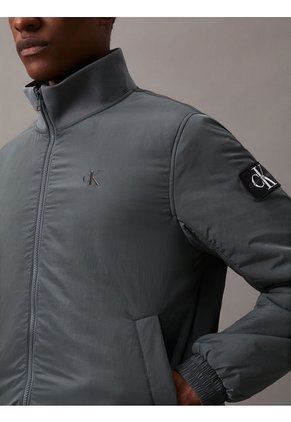 Chaqueta Gris De Nailon Acolchado Con Cremallera Calvin Klein