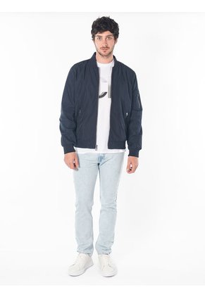 Chaqueta Azul Bomber Con Cremallera Calvin Klein