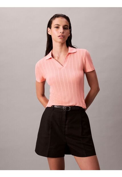 Polo Beige De Punto Pointelle Calvin Klein