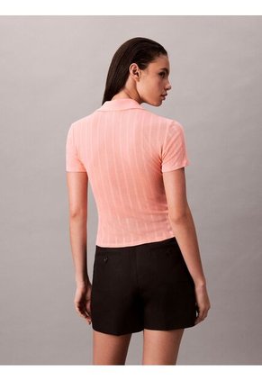 Polo Beige De Punto Pointelle Calvin Klein