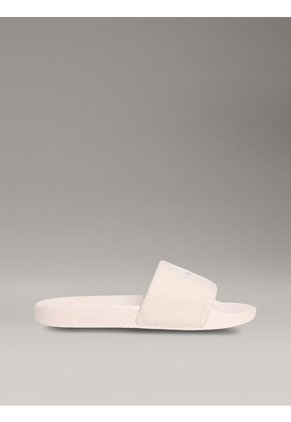 Sandalias Beige Slide Con Monograma Calvin Klein