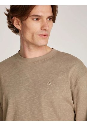 Camiseta Beige Manga Larga Slub Calvin Klein