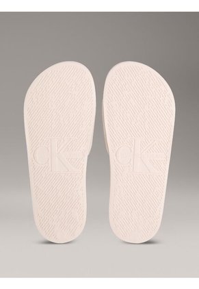 Sandalias Beige Slide Con Monograma Calvin Klein