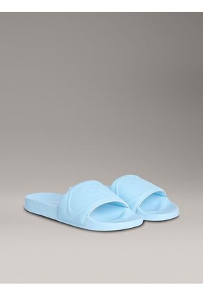 Sandalias Azul Claro Con Monograma En Relieve Calvin Klein