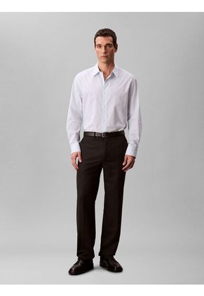 Camisa Azul Cielo Relaxed De Manga Larga En Tejido Dobby A Rayas Calvin Klein