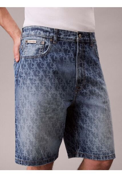 Bermudas Azul Denim Con Logo Monograma 90s Calvin Klein