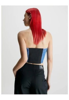 Crop Top Azul De Jeans Para Mujer Calvin Klein