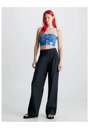 Crop Top Azul De Jeans Para Mujer Calvin Klein