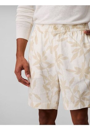 Pantaloneta Beige De Lino Con Estampado Calvin Klein