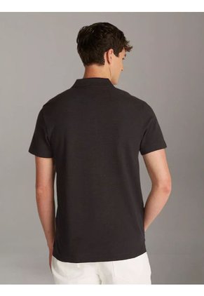 Polo Negro Textured Con Monograma Calvin Klein