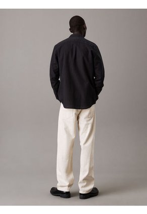 Camisa Negra De Lino Y Algodón Calvin Klein