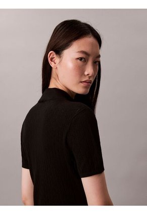 Vestido Negro Mini Tipo Saco Tejido Con 1/4 Cremallera Calvin Klein