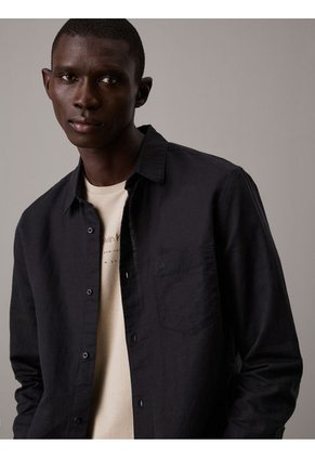 Camisa Negra De Lino Y Algodón Calvin Klein