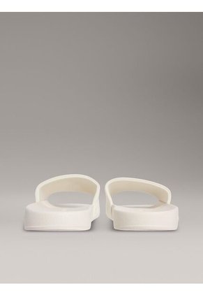 Sandalias Beige Deslizantes Con Monograma Calvin Klein