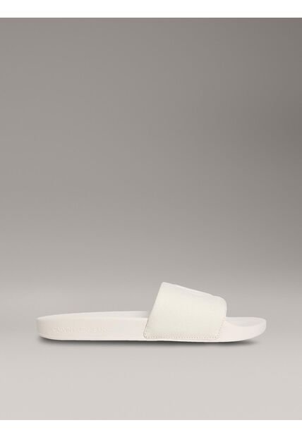 Sandalias Blanco De Lona Con Logo Calvin Klein