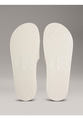 Sandalias Beige Deslizantes Con Monograma Calvin Klein
