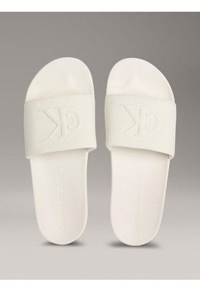 Sandalias Blanco De Lona Con Logo Calvin Klein
