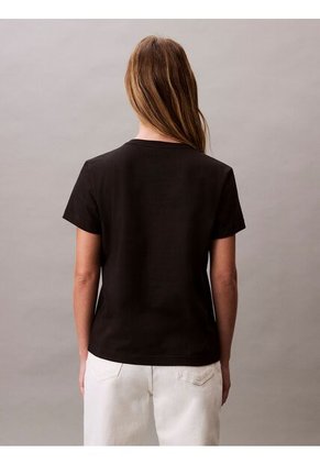 Camiseta Negra De Algodón Con Logo De Archivo Calvin Klein