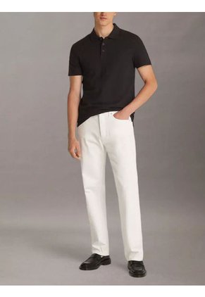 Polo Negro Textured Con Monograma Calvin Klein
