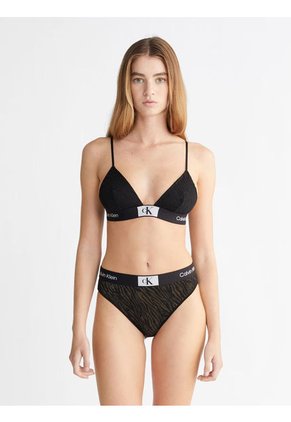 Bralette Triangular Negro De Encaje - Ck 1996 Calvin Klein