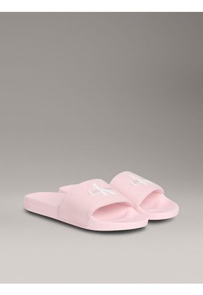Sandalias Rosado Slide Con Monograma Calvin Klein