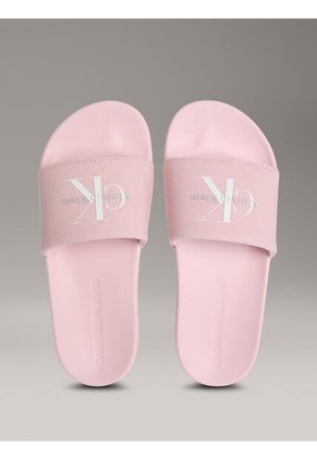Sandalias Rosado Slide Con Monograma Calvin Klein