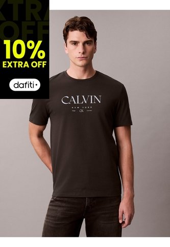 Camiseta Negra Con Gráfico De Logo Calvin Klein Calvin Klein