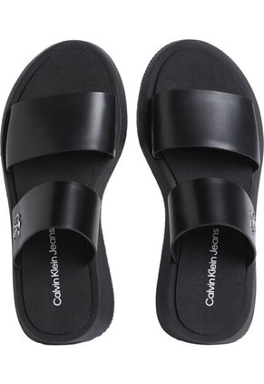 Sandalias Negro De Cuero Con Plataforma Calvin Klein