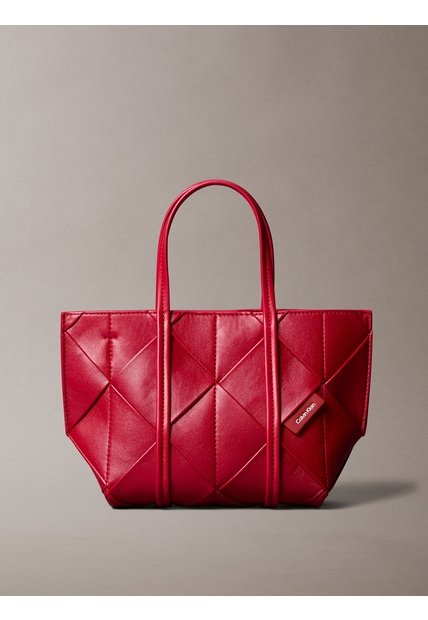 Bolso Rojo Tote Mini Cruzado Con Diseño Tejido Calvin Klein
