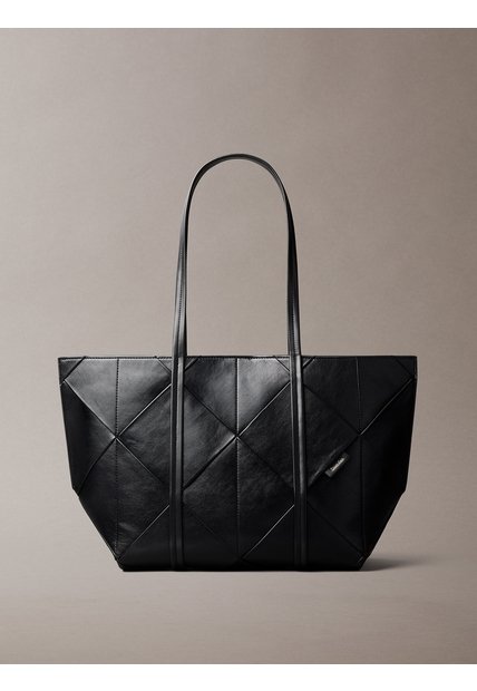 Bolso Negro De Mano Mediano Con Diseño Tejido Calvin Klein