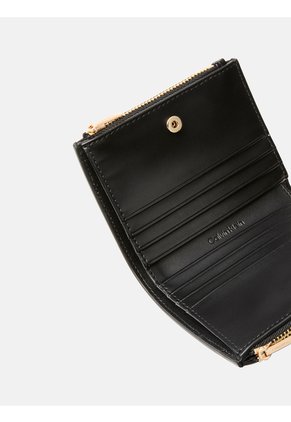 Billetera Negra De Doble Cierre Con Logo Calvin Klein
