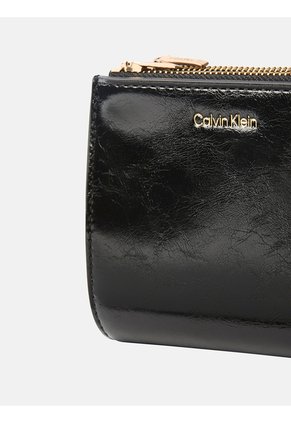 Billetera Negra De Doble Cierre Con Logo Calvin Klein