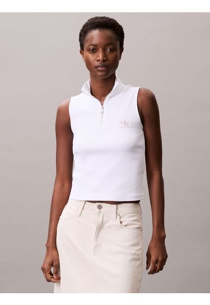 Camiseta Blanca Sin Mangas Con Cremallera Calvin Klein