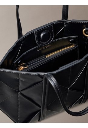 Bolso Negro Tote Mini Cruzado Con Diseño Tejido Calvin Klein